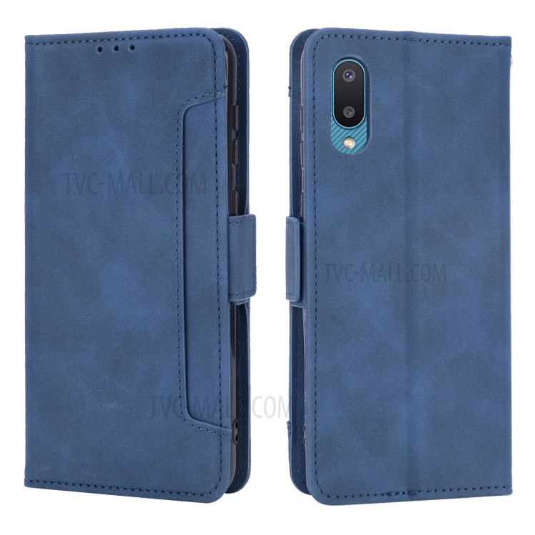 Full Protection Leather Wallet Protective Case with Multiple Card Slots for Samsung Galaxy M02 / Galaxy A02 - Blue-1