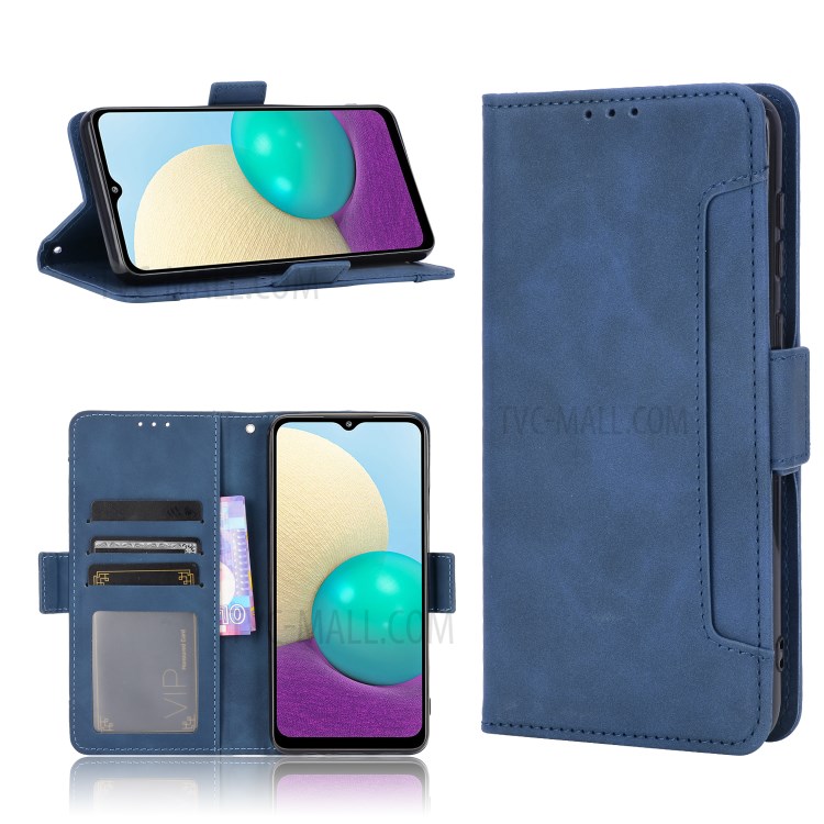 Full Protection Leather Wallet Protective Case with Multiple Card Slots for Samsung Galaxy M02 / Galaxy A02 - Blue-10