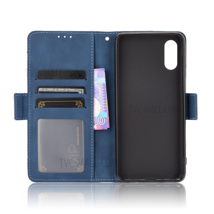 Full Protection Leather Wallet Protective Case with Multiple Card Slots for Samsung Galaxy M02 / Galaxy A02 - Blue-6