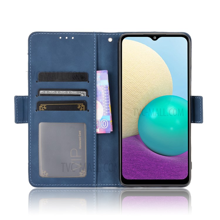 Full Protection Leather Wallet Protective Case with Multiple Card Slots for Samsung Galaxy M02 / Galaxy A02 - Blue-7