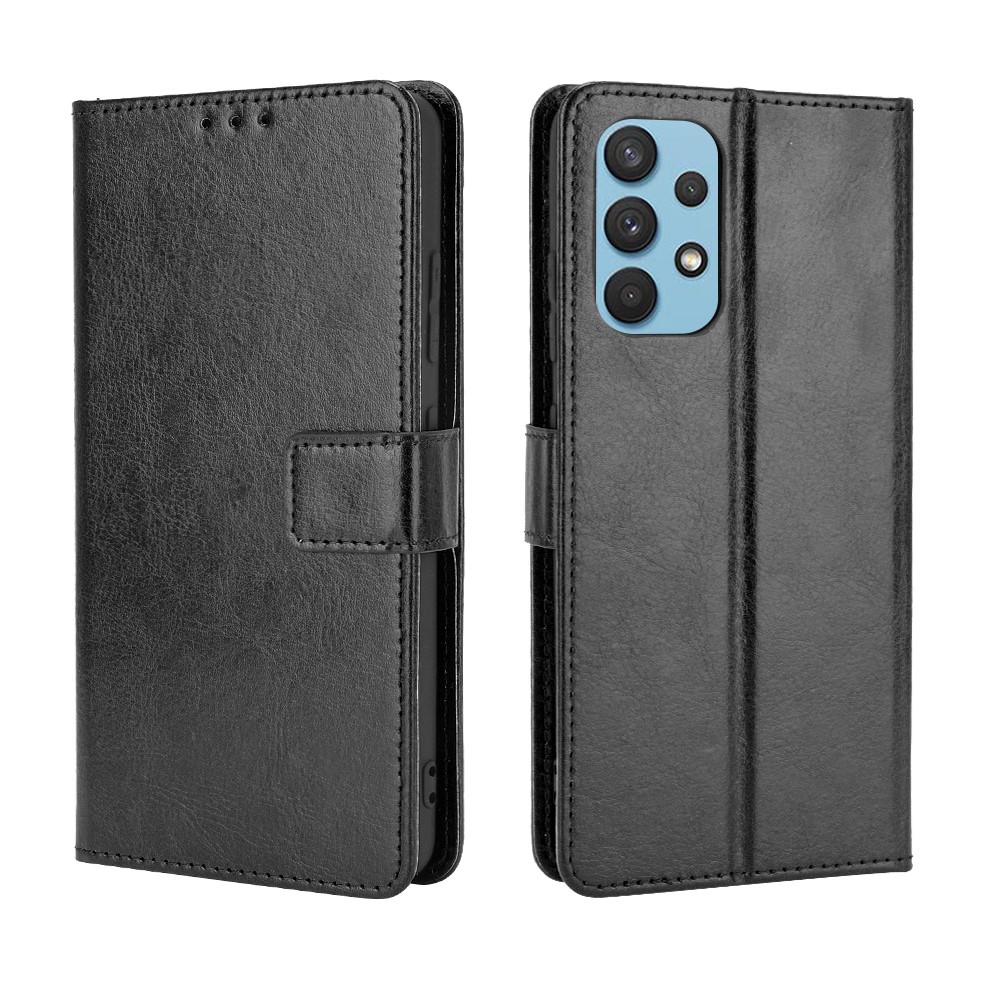 Crazy Horse Texture Wallet Design PU Leather Stand Protector Cover for Samsung Galaxy A32 4G (EU Version) - Black-6