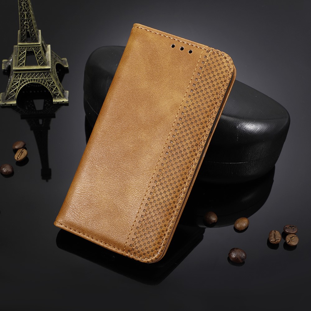 Auto-Absorbed Magnetic Vintage Style Wallet Stand Phone Case Cover for Samsung Galaxy A32 4G - Brown-2