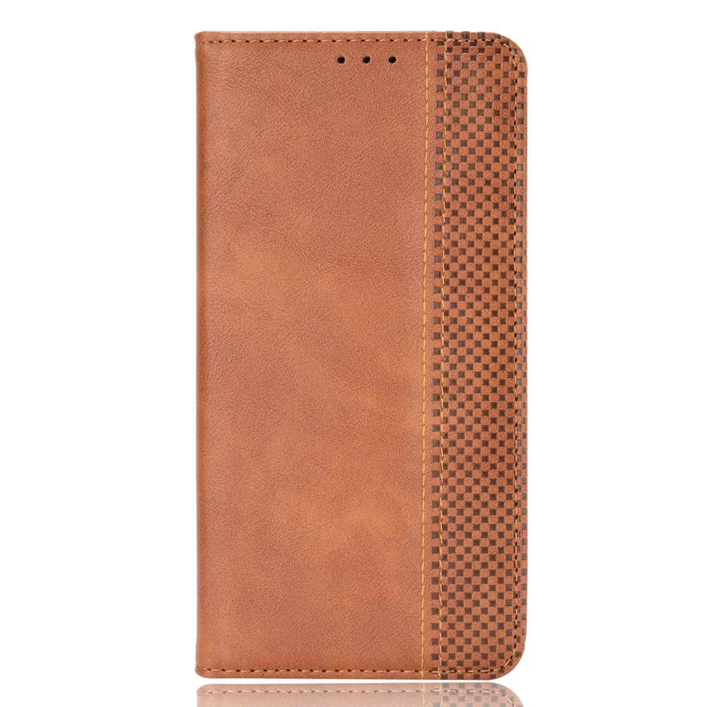 Automatisch Absorbiertes Magnetisches Vintage-vintage-brieftaschenstand Telefonhülle Für Samsung Galaxy A32 4G - Braun