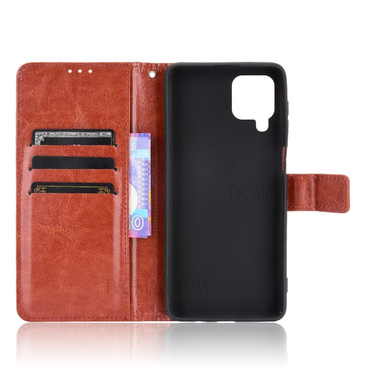 Crazy Horse Texture Wallet Design PU Leather Stand Protector Cover for Samsung Galaxy M62 / Galaxy F62 - Brown-2