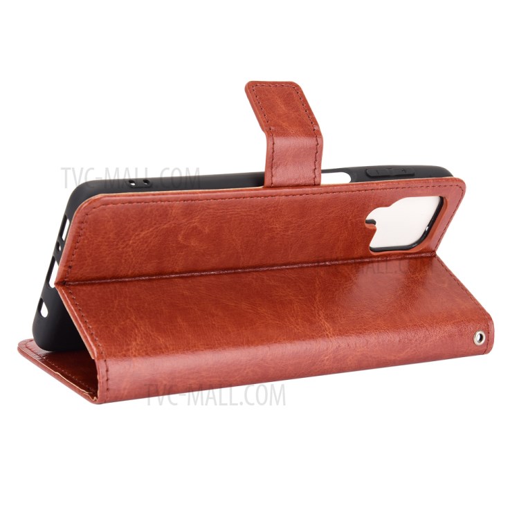 Crazy Horse Texture Wallet Design PU Leather Stand Protector Cover for Samsung Galaxy M62 / Galaxy F62 - Brown-4
