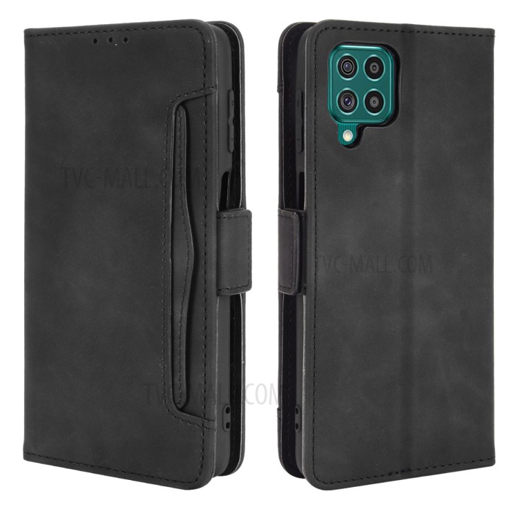 Full Protection Leather Wallet Protective Case with Multiple Card Slots for Samsung Galaxy M62 / Galaxy F62 - Black-1