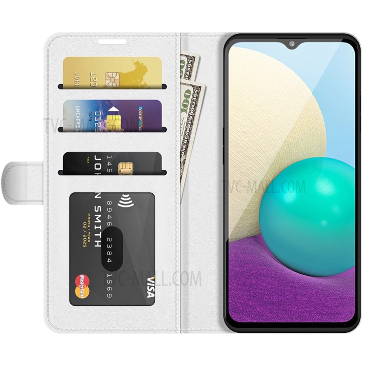 Crazy Horse Wallet Stand Leather Shell for Samsung Galaxy M02 / Galaxy A02 - White-2
