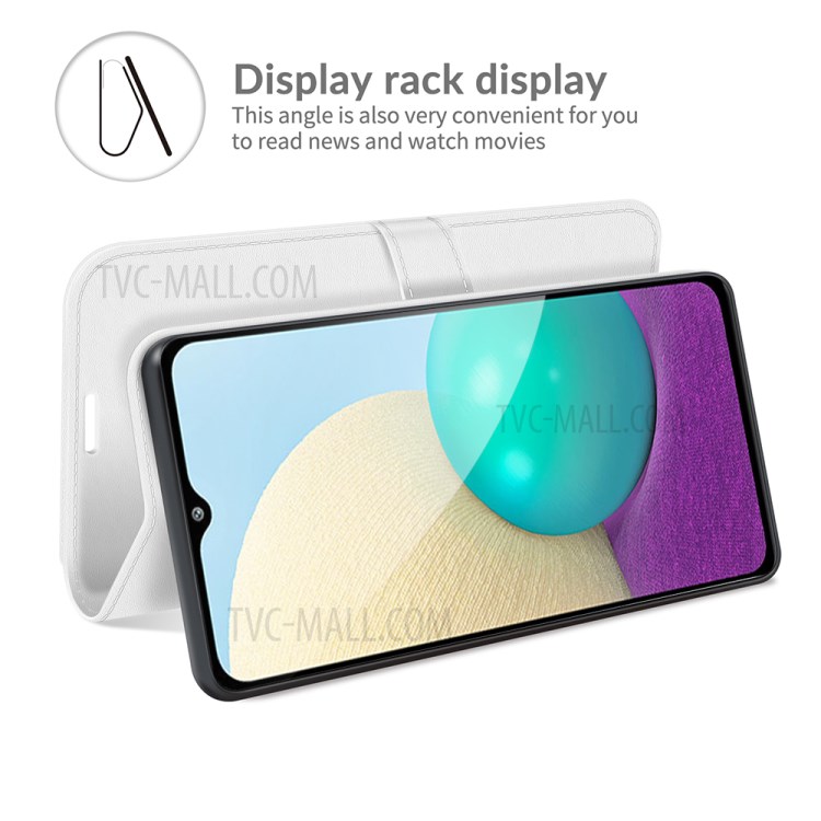 Crazy Horse Wallet Stand Leather Shell for Samsung Galaxy M02 / Galaxy A02 - White-4