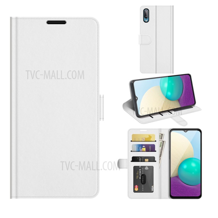 Crazy Horse Wallet Stand Leather Shell for Samsung Galaxy M02 / Galaxy A02 - White-6