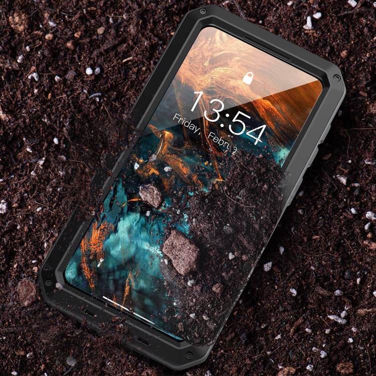 Silicone Metal Tank Shockproof Phone Cover with Tempered Glass Film for Samsung Galaxy S21 5G - Black-4