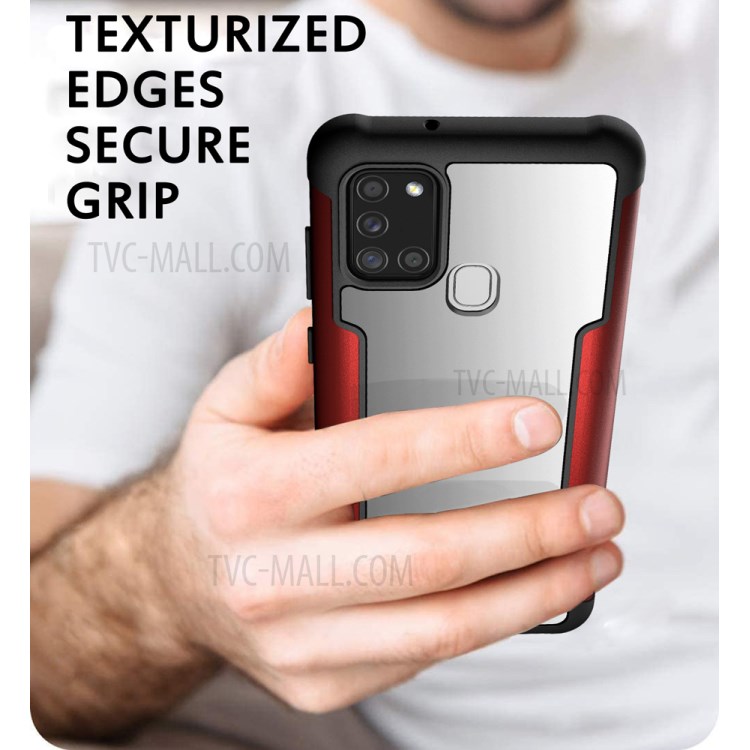 Full Protection Drop Resistant Metal + TPU + Plastic Hybrid Back Cover for Samsung Galaxy A21s - Red-7