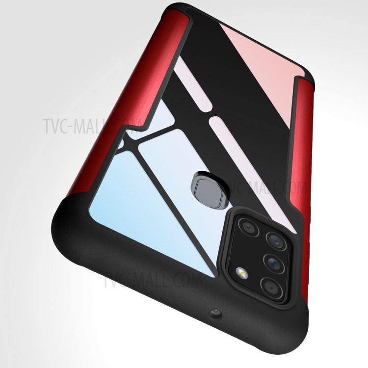 Full Protection Drop Resistant Metal + TPU + Plastic Hybrid Back Cover for Samsung Galaxy A21s - Red-8
