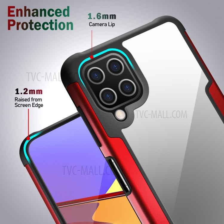 Full Protection Drop Resistant Metal + TPU + Plastic Hybrid Back Cover for Samsung Galaxy A12 - Red-4
