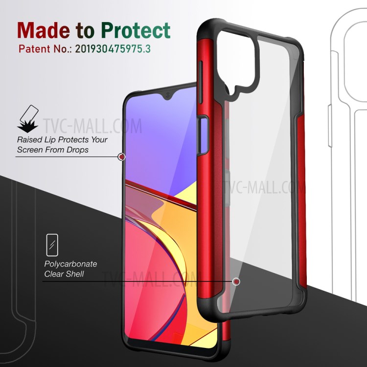 Full Protection Drop Resistant Metal + TPU + Plastic Hybrid Back Cover for Samsung Galaxy A12 - Red-7