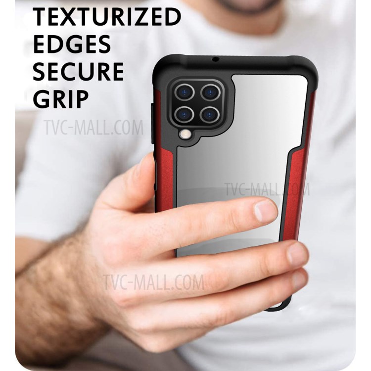 Full Protection Drop Resistant Metal + TPU + Plastic Hybrid Back Cover for Samsung Galaxy A12 - Red-8
