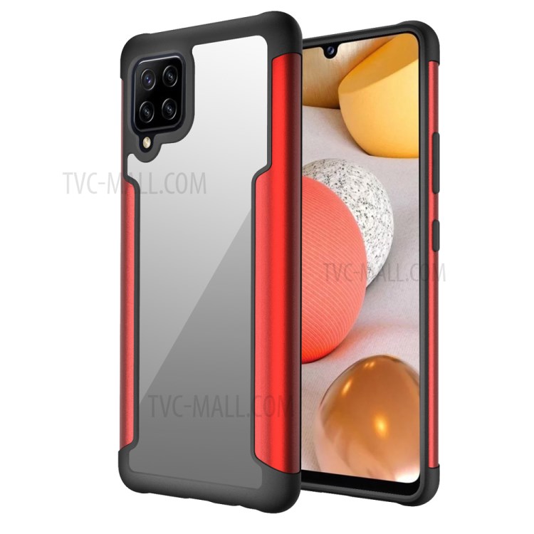 Metal + TPU + Plastic Combo Full Protection Hybrid Back Cover Drop Resistant for Samsung Galaxy A42 5G - Red-1
