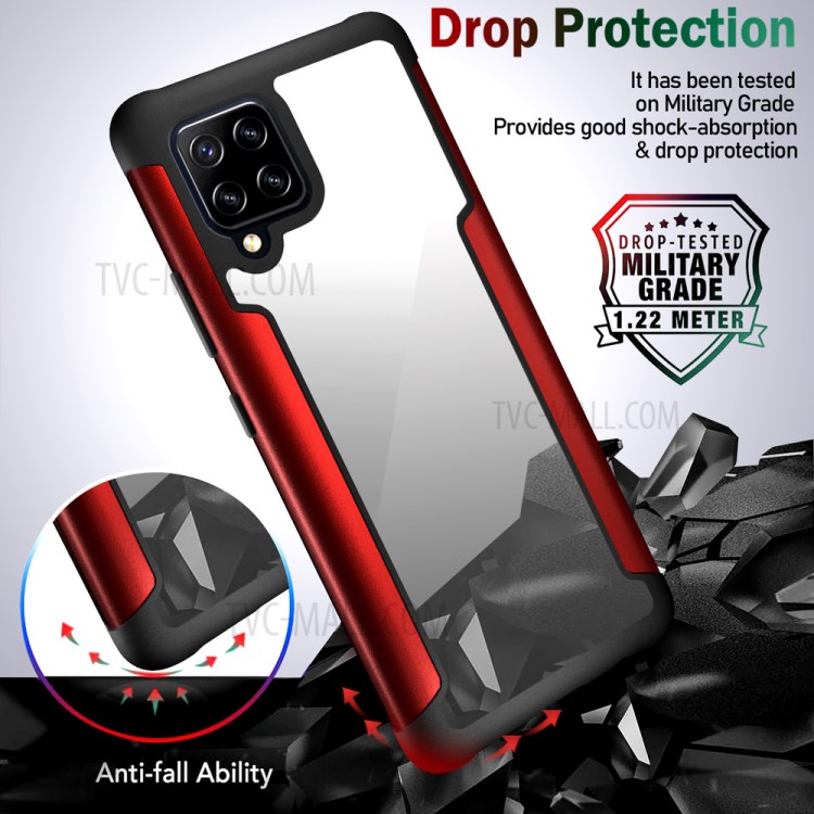 Metal + TPU + Plastic Combo Full Protection Hybrid Back Cover Drop Resistant for Samsung Galaxy A42 5G - Red-2