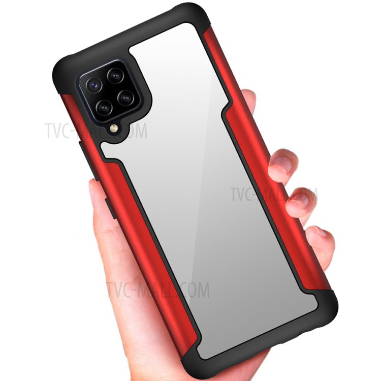 Metal + TPU + Plastic Combo Full Protection Hybrid Back Cover Drop Resistant for Samsung Galaxy A42 5G - Red-3