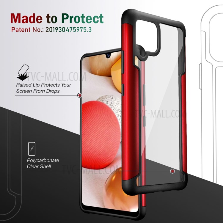 Metal + TPU + Plastic Combo Full Protection Hybrid Back Cover Drop Resistant for Samsung Galaxy A42 5G - Red-4
