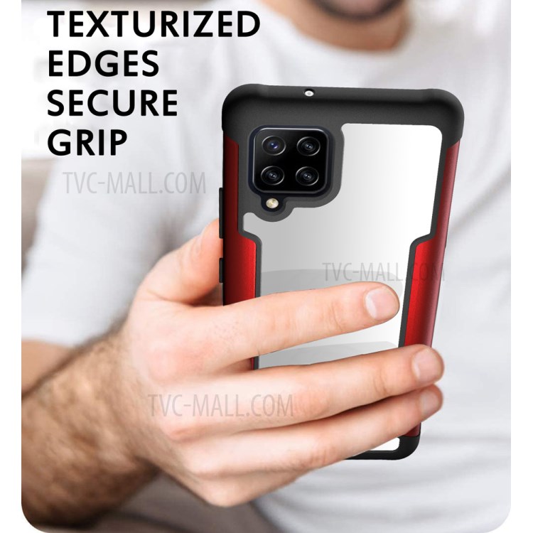 Metal + TPU + Plastic Combo Full Protection Hybrid Back Cover Drop Resistant for Samsung Galaxy A42 5G - Red-5