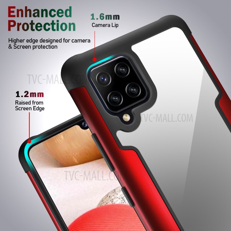 Metal + TPU + Plastic Combo Full Protection Hybrid Back Cover Drop Resistant for Samsung Galaxy A42 5G - Red-9