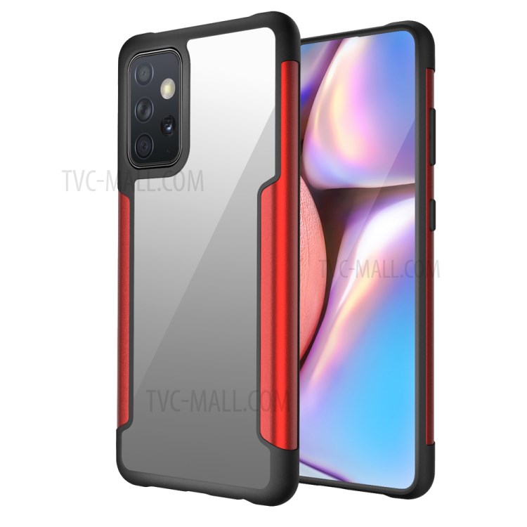 Drop Resistant Full Protection Metal + TPU + Plastic Combo Hybrid Back Cover for Samsung Galaxy A72 4G/5G - Red-1