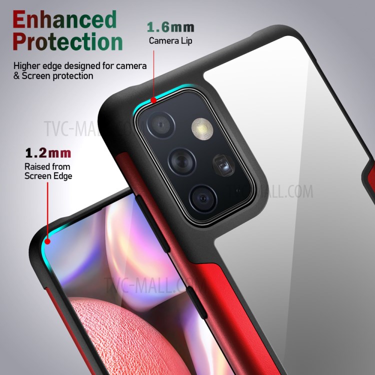Drop Resistant Full Protection Metal + TPU + Plastic Combo Hybrid Back Cover for Samsung Galaxy A72 4G/5G - Red-3
