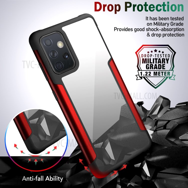 Drop Resistant Full Protection Metal + TPU + Plastic Combo Hybrid Back Cover for Samsung Galaxy A72 4G/5G - Red-4