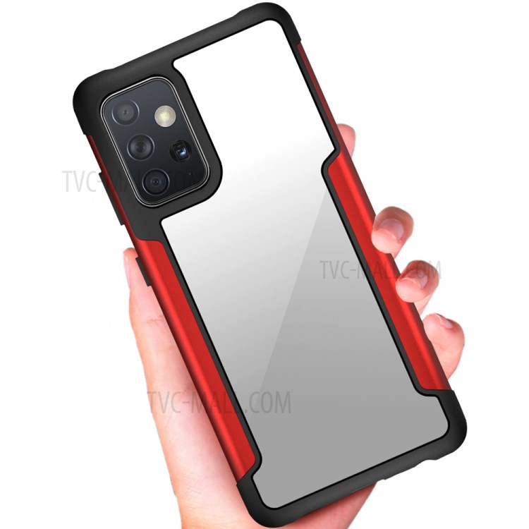 Drop Resistant Full Protection Metal + TPU + Plastic Combo Hybrid Back Cover for Samsung Galaxy A72 4G/5G - Red-5