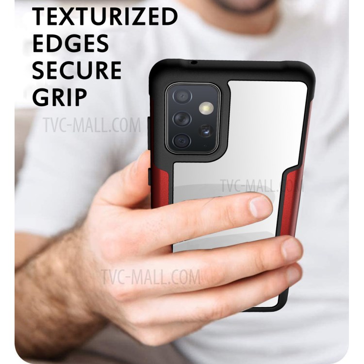 Drop Resistant Full Protection Metal + TPU + Plastic Combo Hybrid Back Cover for Samsung Galaxy A72 4G/5G - Red-6