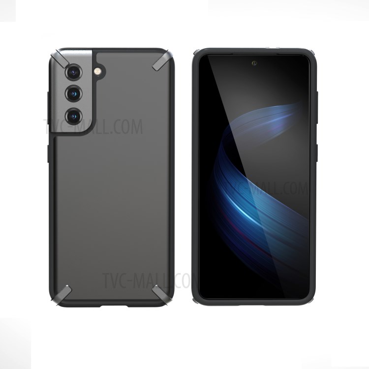 X-Four Series Shock-absorbed Mobile Phone Back Case PC Cover for Samsung Galaxy S21 Plus 5G - Black-1