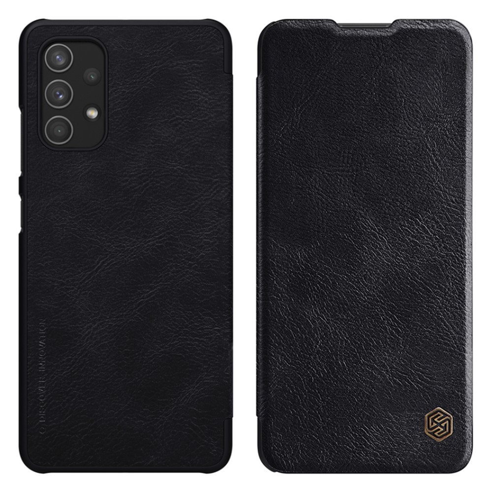 NILLKIN Qin Series Card Holder Design Mobile Phone Leather Case for Samsung Galaxy A32 4G - Black-1