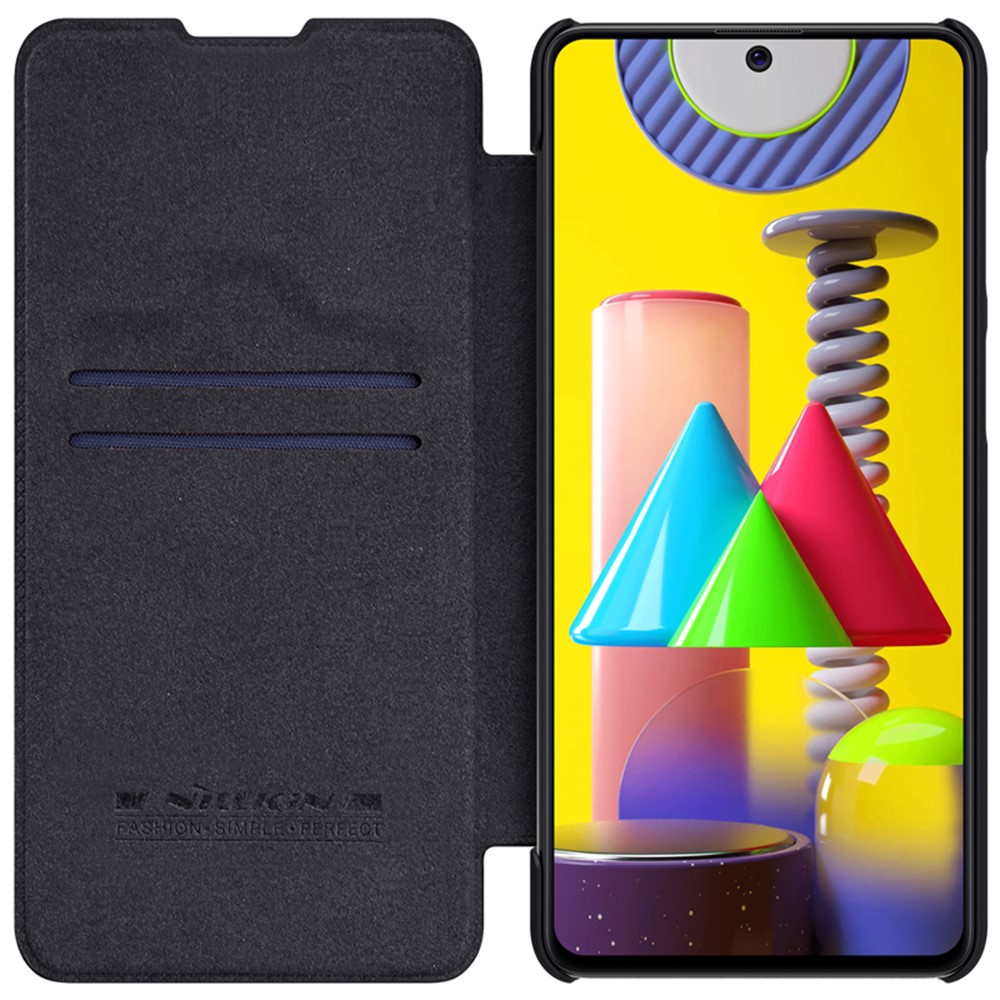 NILLKIN Card Holder Design Qin Series Leather Mobile Phone Case for Samsung Galaxy F62/M62 - Black-10