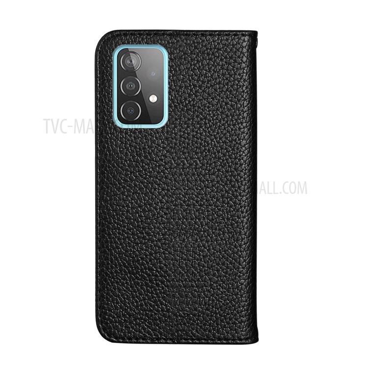 Metal Buckle Automatic absorption Litchi Skin Leather Case with Card Holder for Samsung Galaxy A52 5G / 4G - Black-3