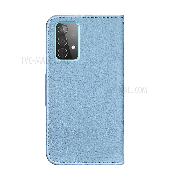 Metal Buckle Automatic absorption Litchi Skin Leather Case with Card Holder for Samsung Galaxy A52 5G / 4G - Blue-3