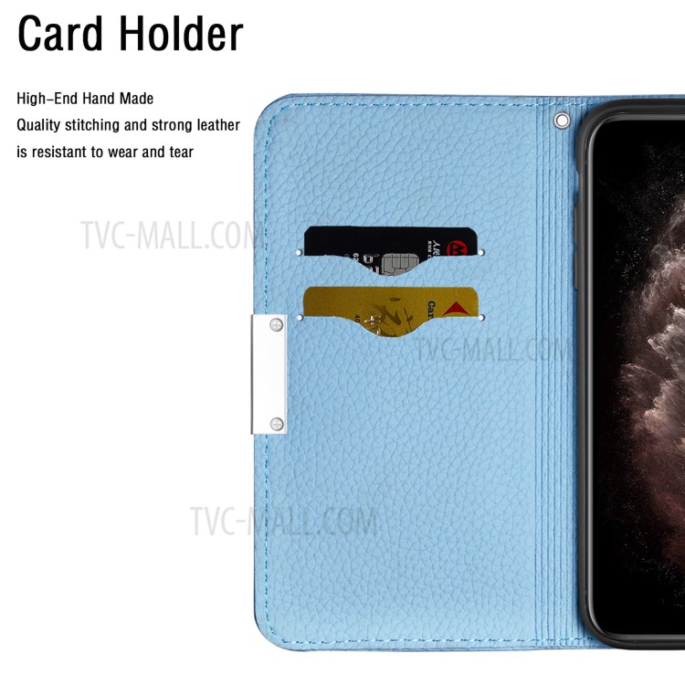 Metal Buckle Automatic absorption Litchi Skin Leather Case with Card Holder for Samsung Galaxy A52 5G / 4G - Blue-8