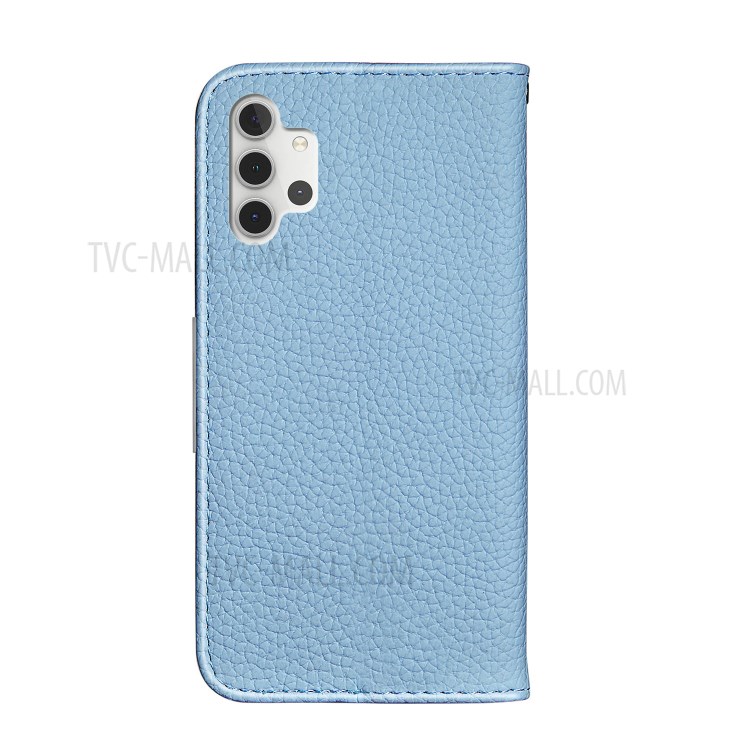 Metal Buckle Automatic absorption Litchi Skin Leather Cover with Card Holder for Samsung Galaxy A32 5G - Blue-3