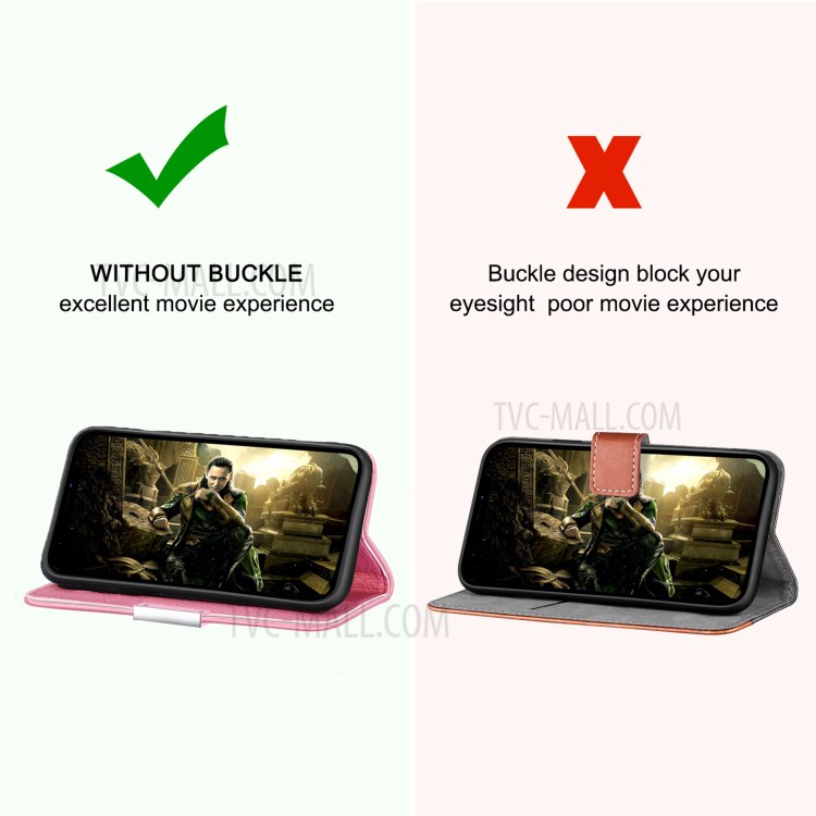 Metal Buckle Automatic absorption Litchi Skin Leather Cover with Card Holder for Samsung Galaxy A32 5G - Pink-9
