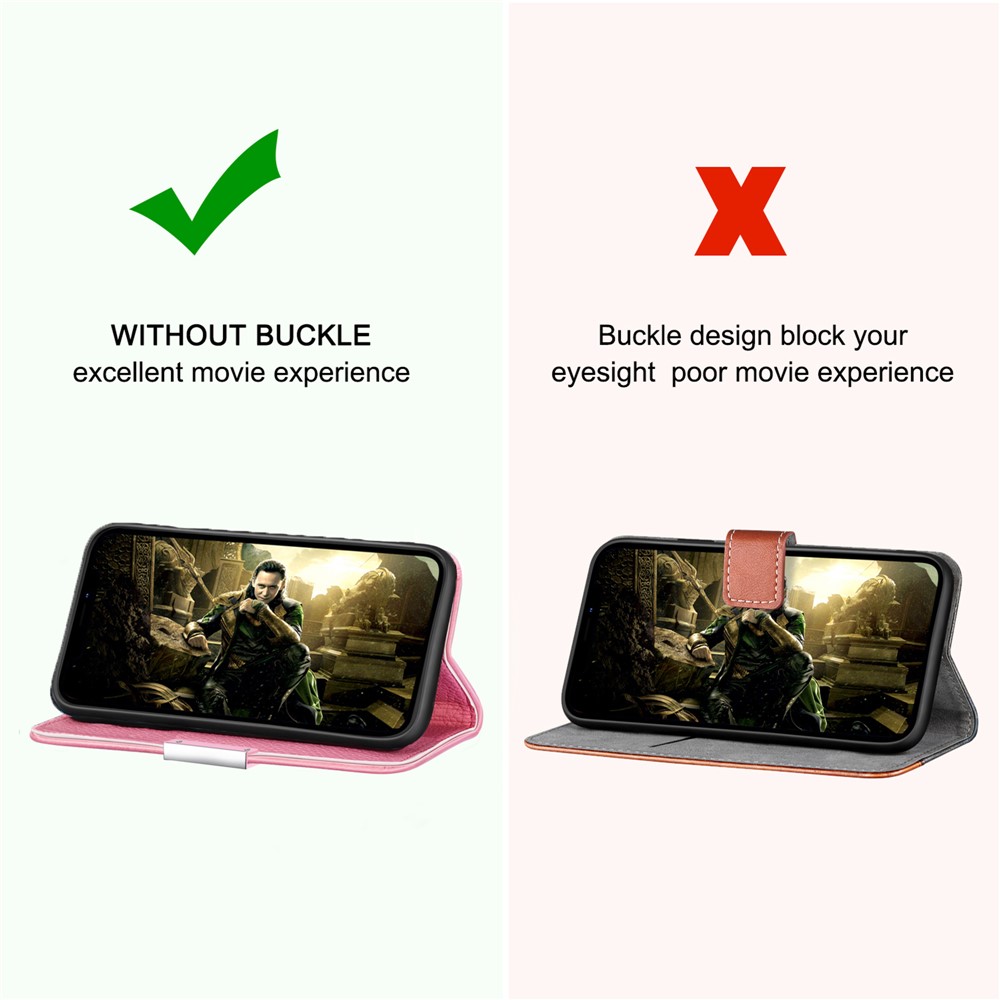 Metal Buckle Automatic absorption Litchi Skin Leather Cover with Card Holder for Samsung Galaxy A12 - Pink-9