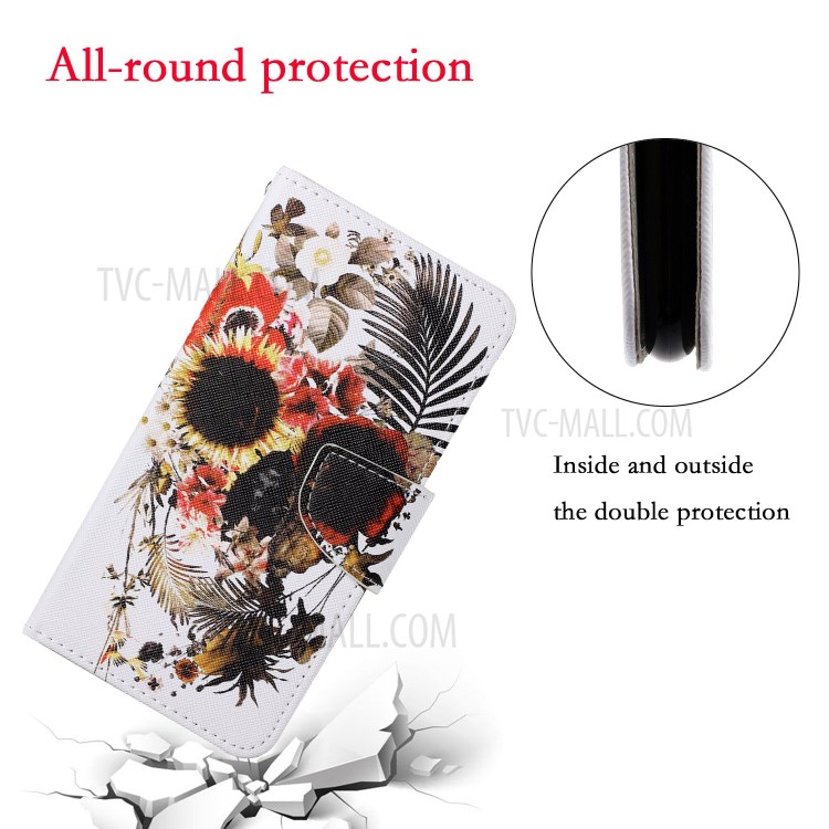 Pattern Printing Wallet Stand PU Leather Phone Cover Shell with Lanyard for Samsung Galaxy A52 4G / 5G - Skull-4