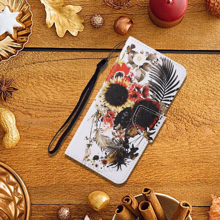 Pattern Printing Wallet Stand PU Leather Phone Cover Shell with Lanyard for Samsung Galaxy A52 4G / 5G - Skull-5