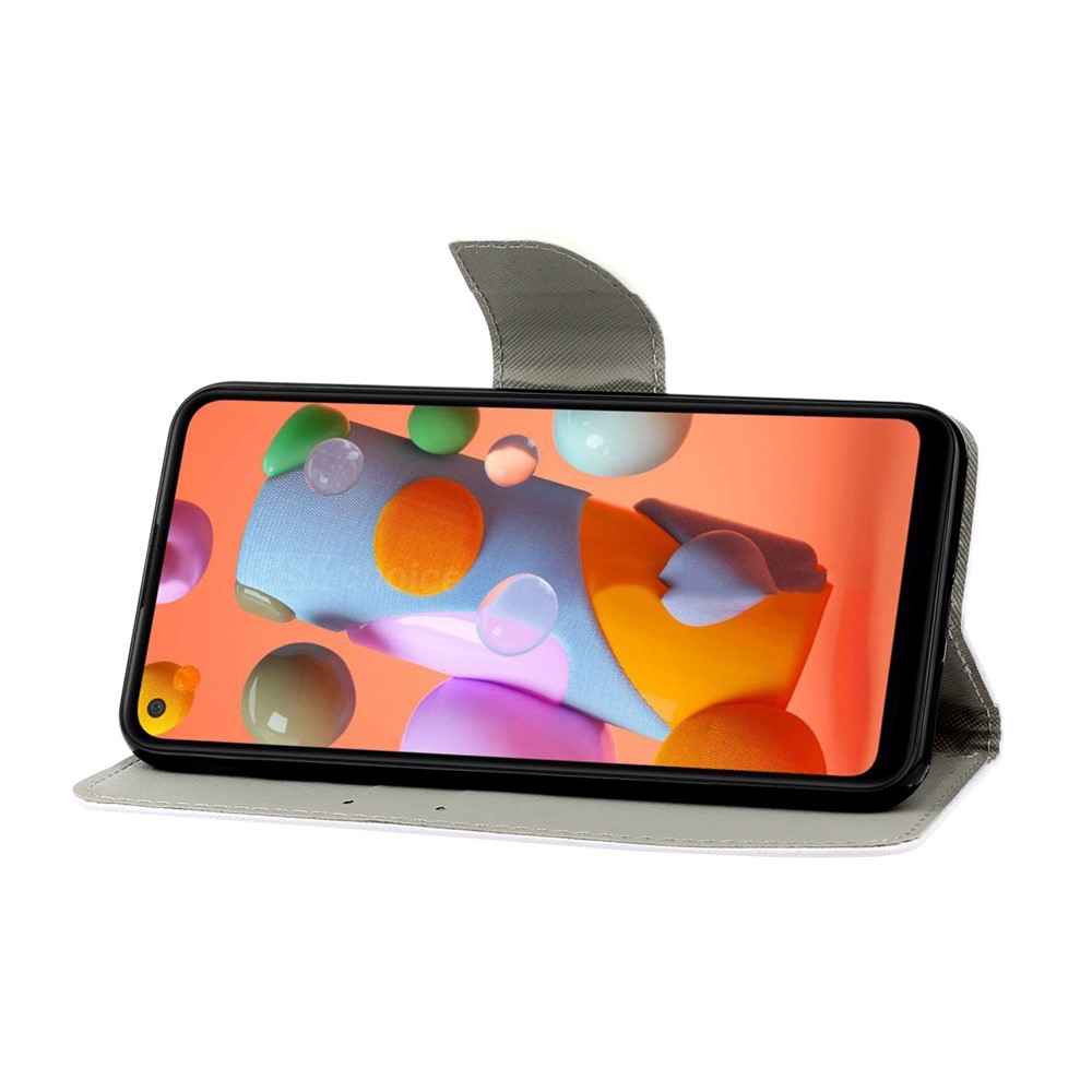 Pattern Printing Wallet Stand Design Leather Phone Cover Shell with Lanyard for Samsung Galaxy A21s - Fish-6