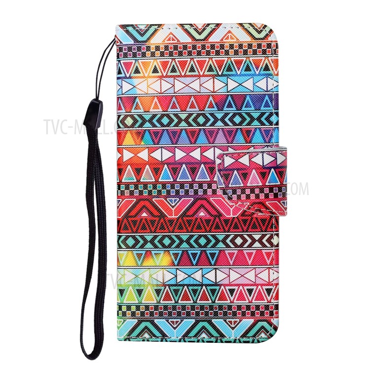 Colorful Pattern Printing Stand Wallet Shell Leather Phone Case for Samsung Galaxy S21+ 5G - Colorful Triangle-1
