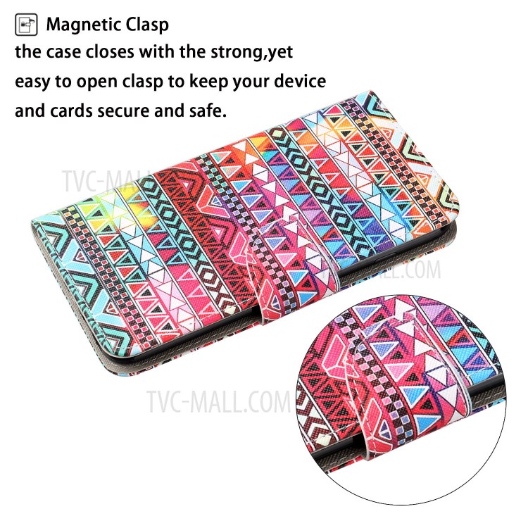 Colorful Pattern Printing Stand Wallet Shell Leather Phone Case for Samsung Galaxy S21+ 5G - Colorful Triangle-3