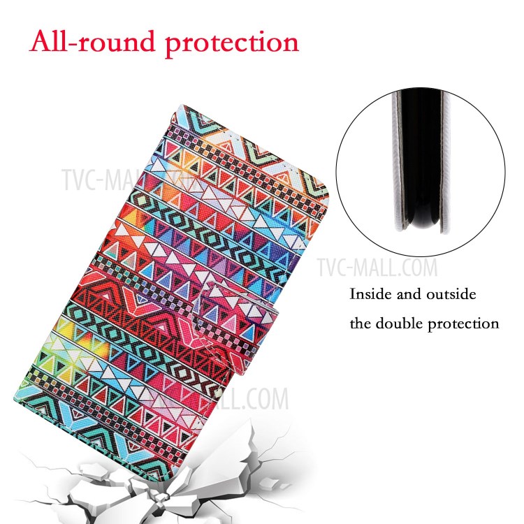 Colorful Pattern Printing Stand Wallet Shell Leather Phone Case for Samsung Galaxy S21+ 5G - Colorful Triangle-4