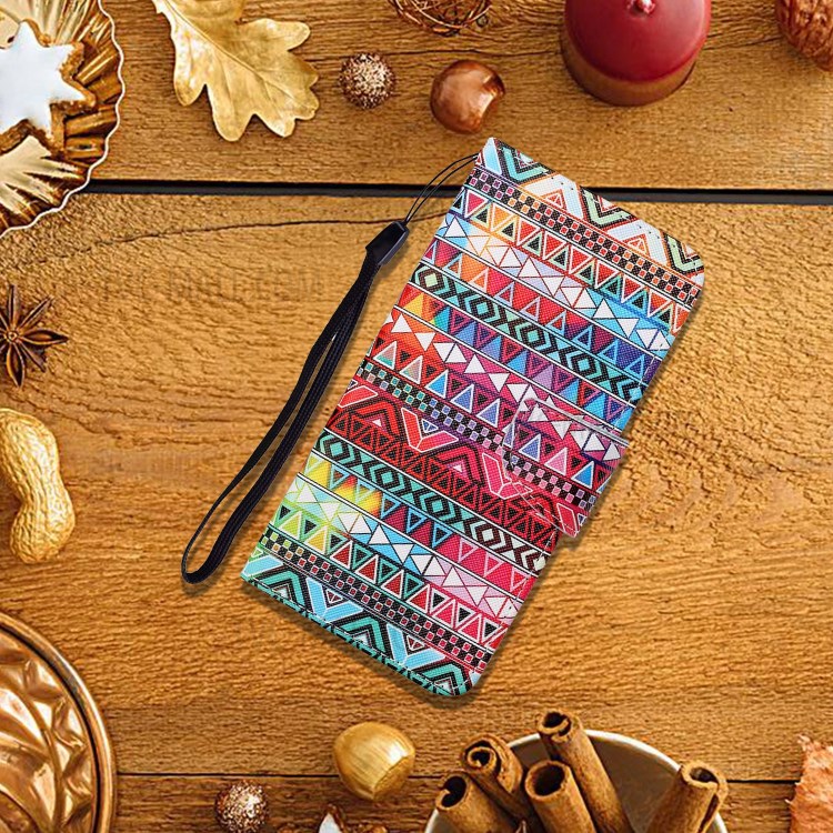 Colorful Pattern Printing Stand Wallet Shell Leather Phone Case for Samsung Galaxy S21+ 5G - Colorful Triangle-5