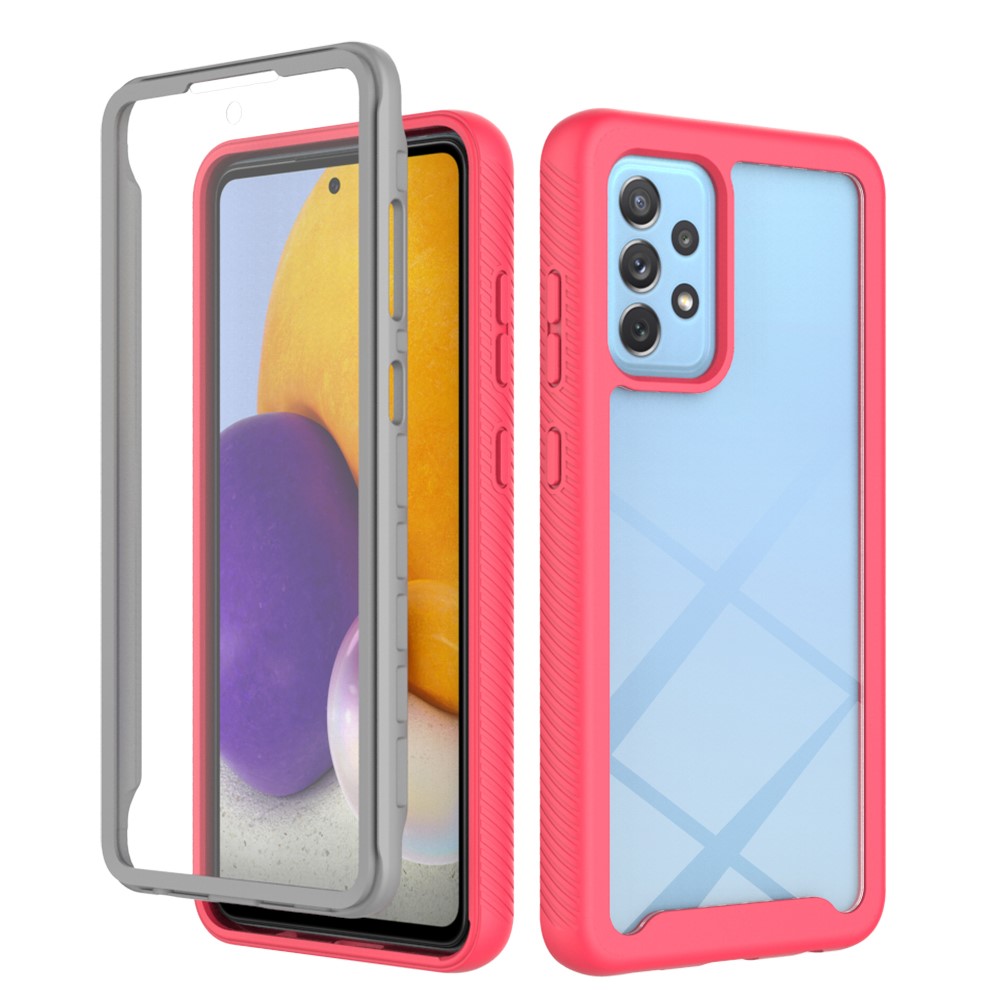 3 in 1 Full-Coverage Protection PC + TPU Protective Case + PET Screen Protector for Samsung Galaxy A72 4G/A72 5G - Deep Pink-1