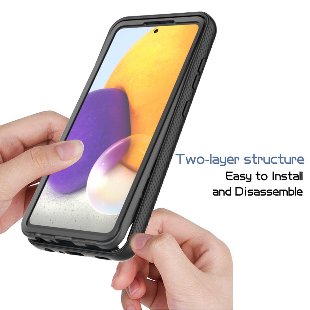 3 in 1 Full-Coverage Protection PC + TPU Protective Case + PET Screen Protector for Samsung Galaxy A72 4G/A72 5G - Deep Pink-2