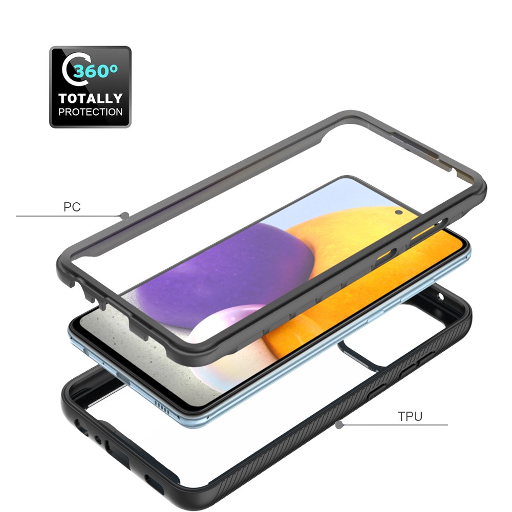 3 in 1 Full-Coverage Protection PC + TPU Protective Case + PET Screen Protector for Samsung Galaxy A72 4G/A72 5G - Deep Pink-3