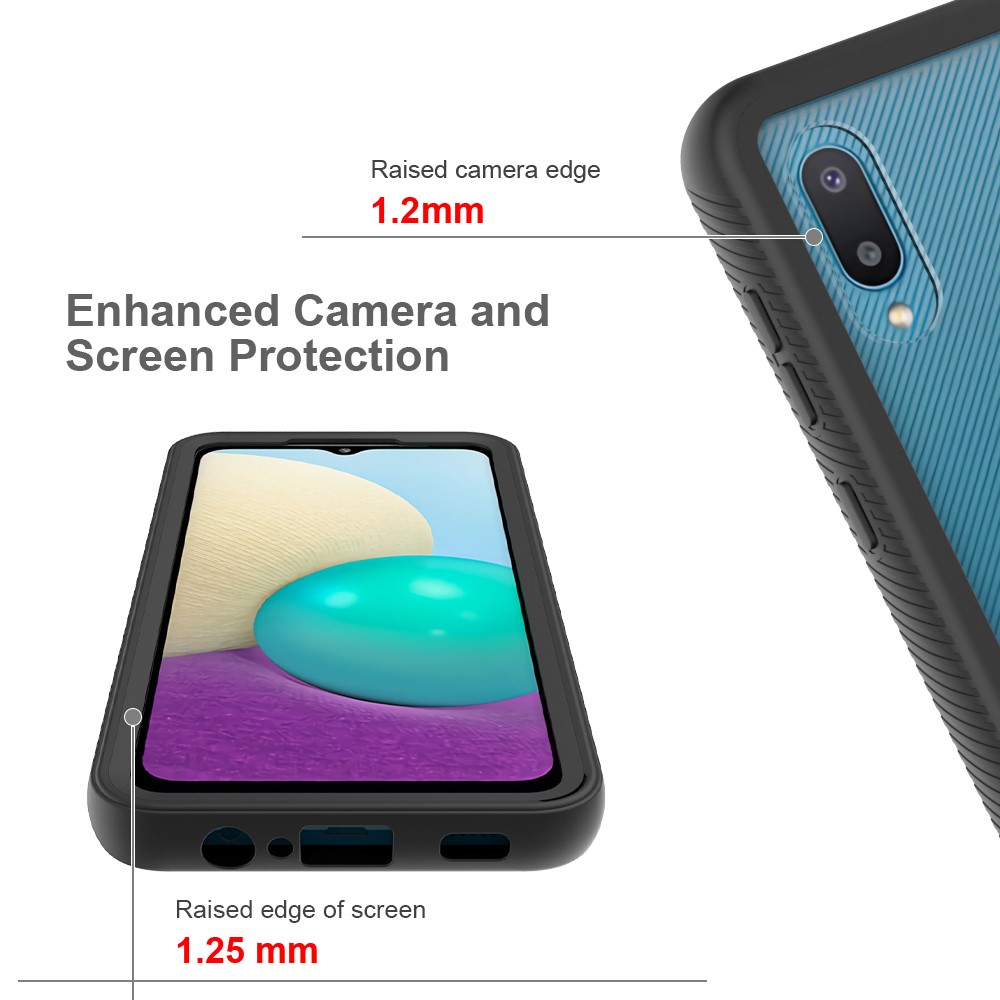 Full Protection TPU + PC Hybrid Case for Samsung Galaxy A02 Shock-Absorbed Phone Cover - Black-3